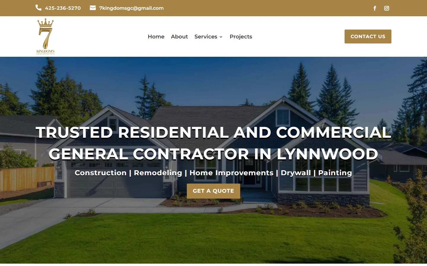 Homepage of 7 Kingdoms General Contractor