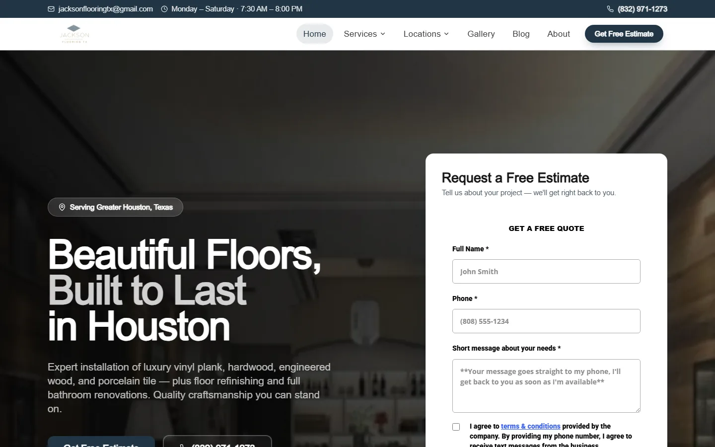 Homepage of Jackson Flooring TX